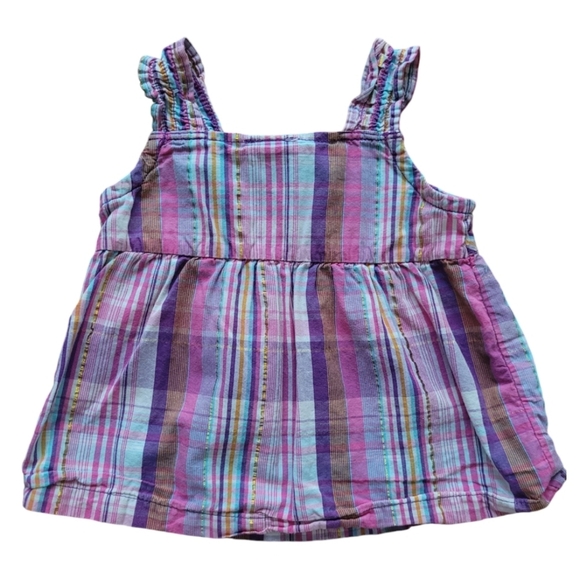 Okie Dokie 100% Cotton Purple Summer Gold Thread Dress Size 18 Months - Picture 2 of 7